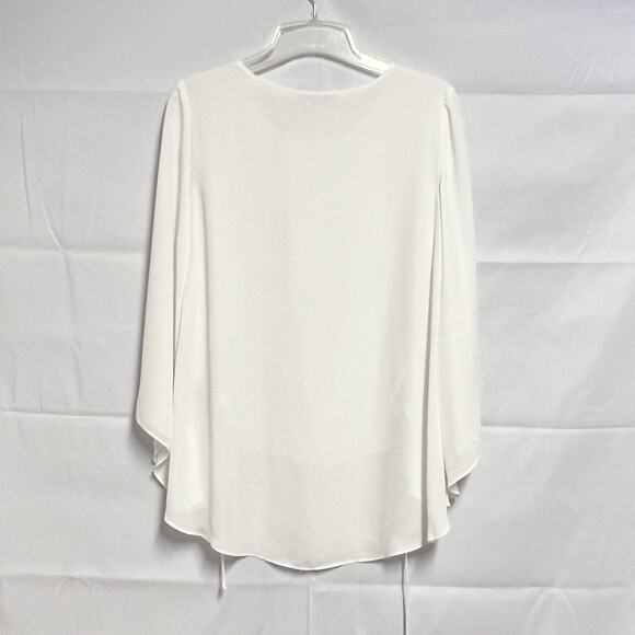 Liquid by Sione White Womens Top Small Lace Up Relaxed Flowy Flared Sleeves Chic - Picture 6 of 10